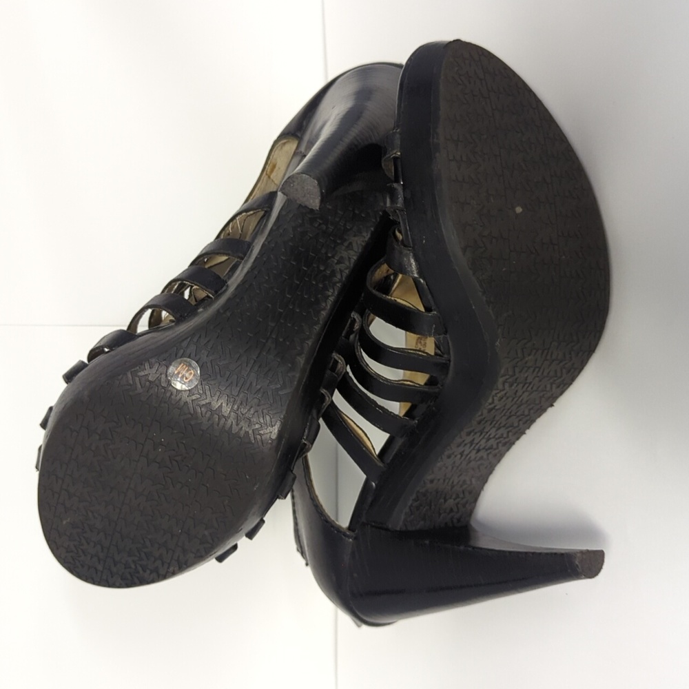 Michael Kors 6B black leather cage heel platform sandals Pembroke - Picture 6 of 11
